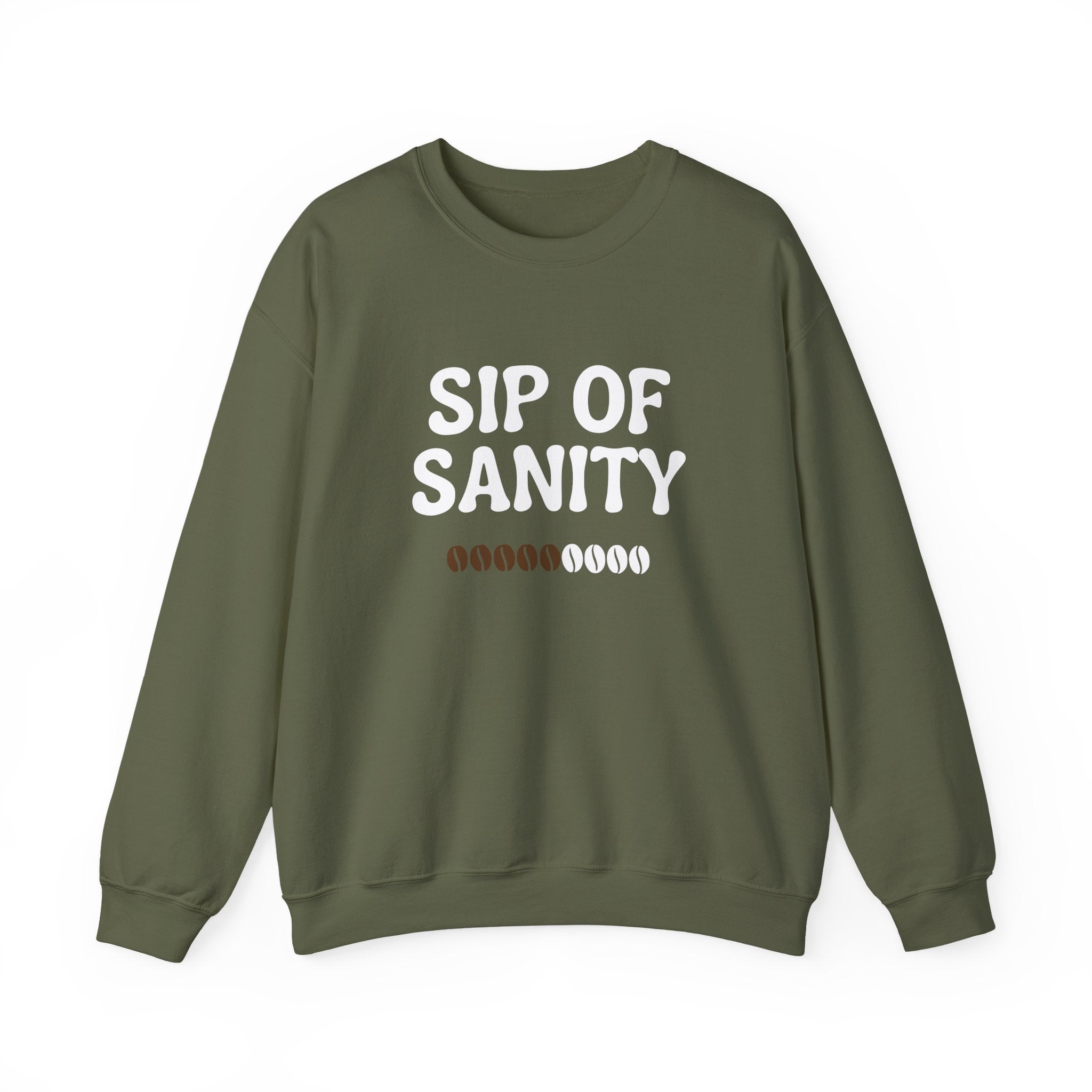 Sip Of Sanity Funny Coffee Sweatshirt | Gildan 18000 Unisex Fleece Crewneck