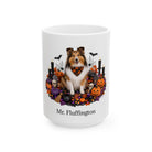 Personalized Shetland Sheepdog dog ceramic coffee mug with Halloween artwork and custom name — image 2