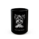 Personalized Biewer Terrier black ceramic coffee mug with custom dog name