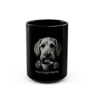 Personalized Petit Basset Griffon Vendeen black ceramic coffee mug with custom dog name