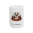 Personalized Polish Lowland Sheepdog Halloween mug, 11oz white ceramic, with custom pet name on front
