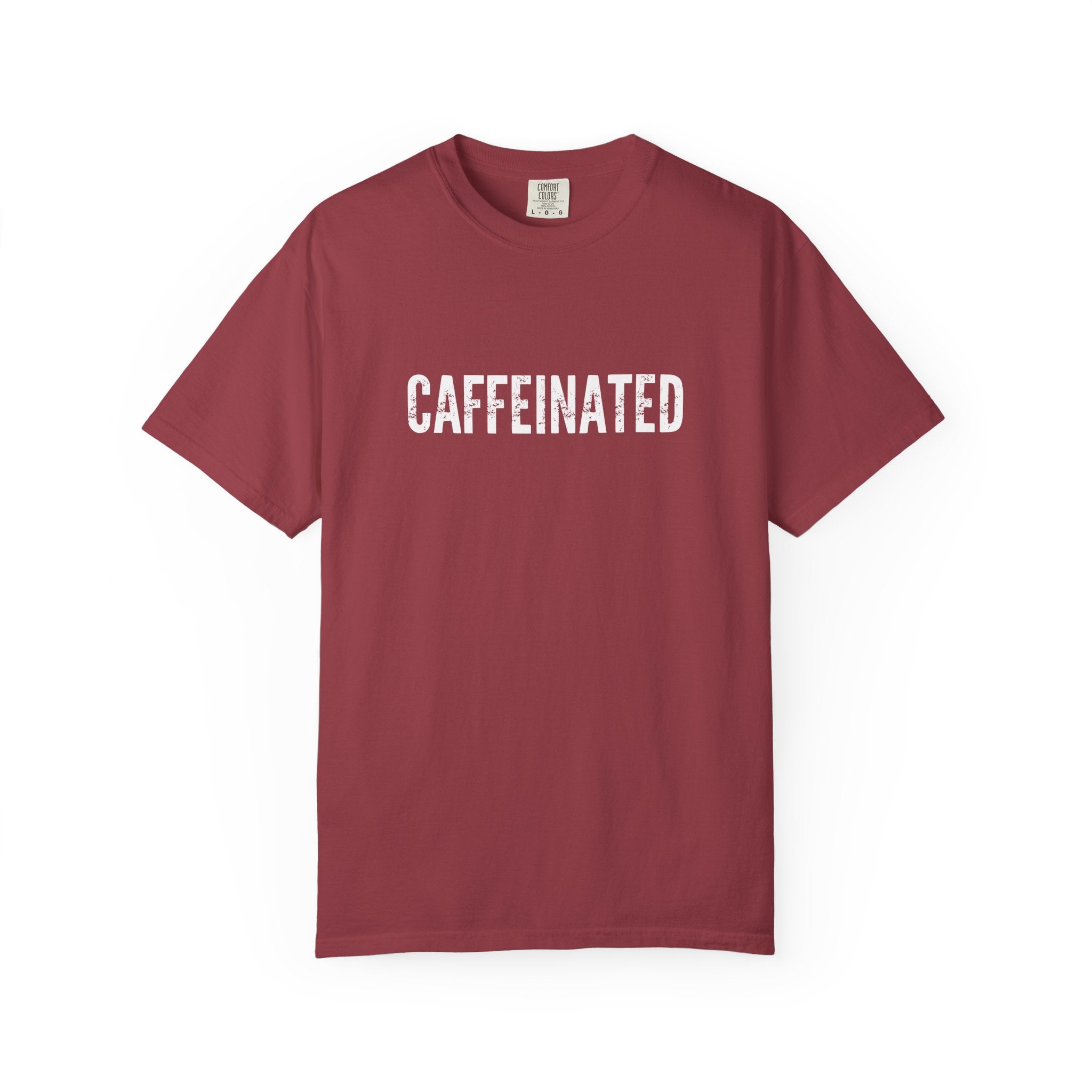 Caffeinated T-Shirt | Comfort Colors 1717 | Minimalist Coffee Box Logo Tee