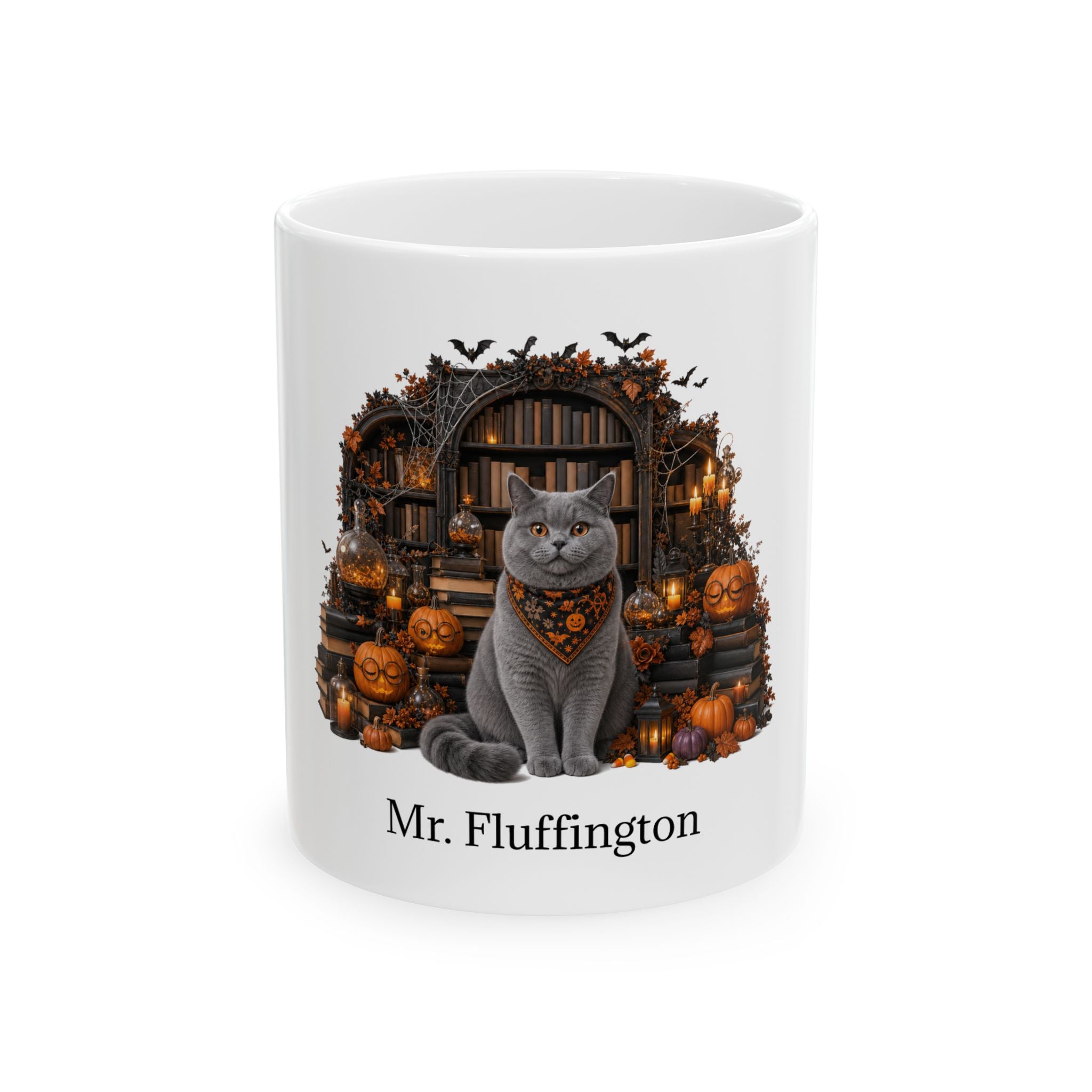 Personalized Chartreux Cat Halloween Mug – Custom Name