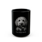 Personalized Labradoodle black ceramic coffee mug with custom dog name