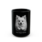 Personalized Volpino Italiano black ceramic coffee mug with custom dog name