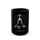Personalized Small Münsterländer black ceramic coffee mug with custom dog name