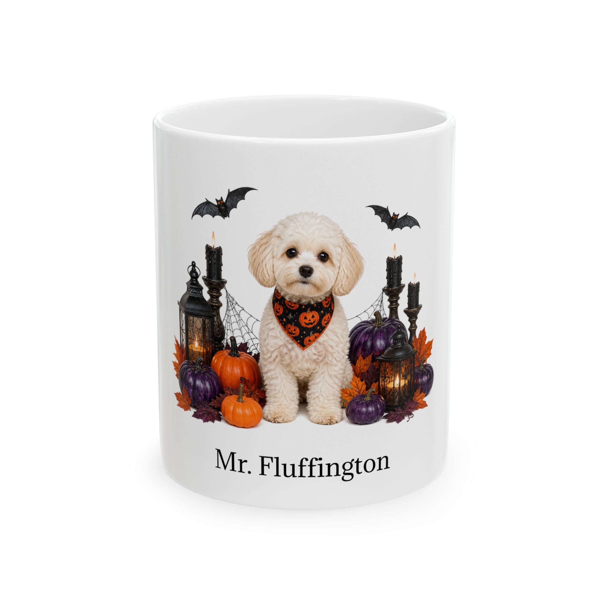 Personalized Maltipoo Dog Mug – Custom Pet Name Halloween Gift