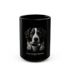 Personalized Nederlandse Kooikerhondje black ceramic coffee mug with custom dog name