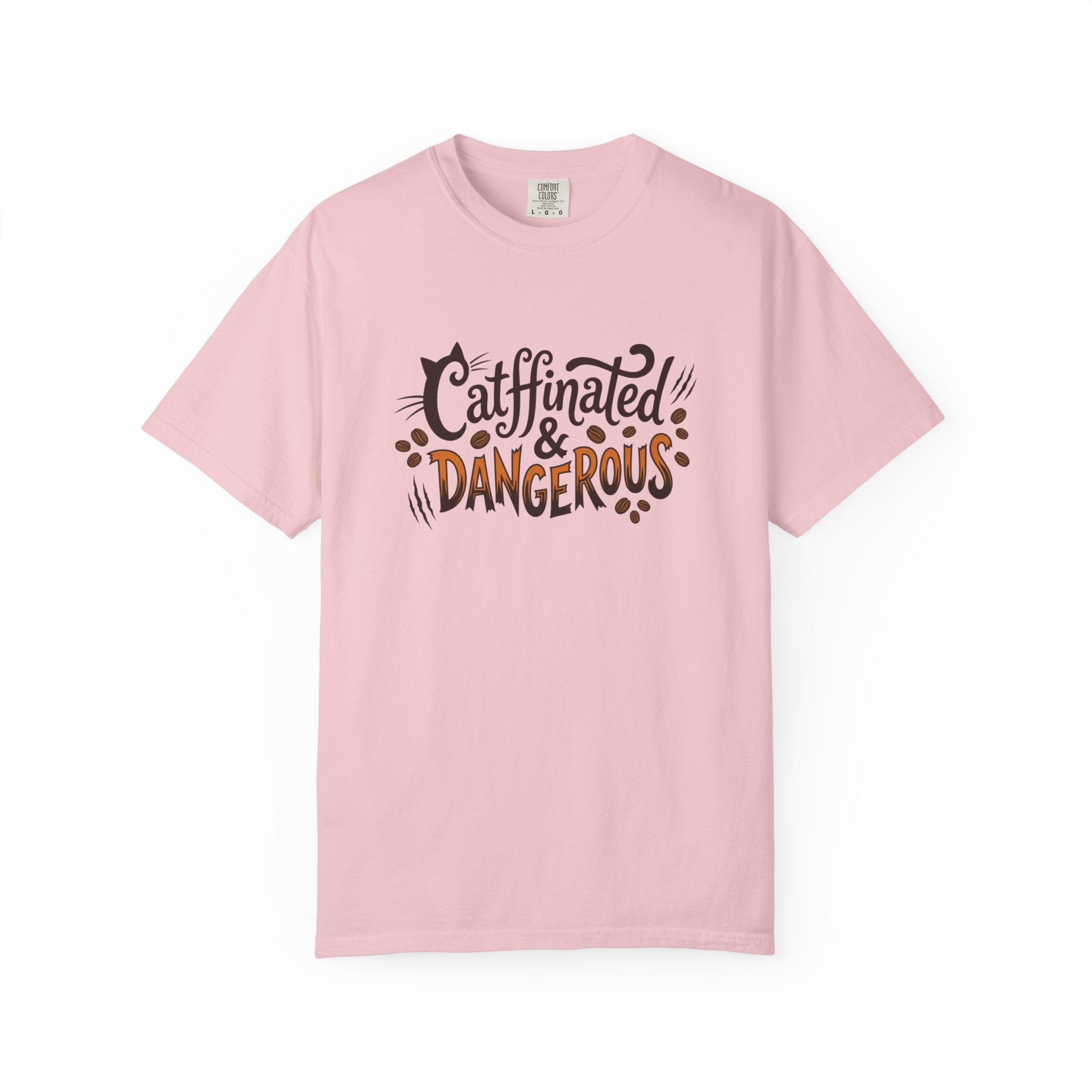 Catffinated & Dangerous Tee — Vintage Garment-Dyed Cat & Coffee T-Shirt