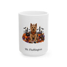 Personalized Australian Terrier dog Halloween mug, 11oz white ceramic, with custom pet name on front