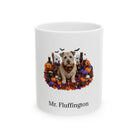 Personalized Glen of Imaal Terrier dog Halloween mug, 15oz white ceramic, with custom pet name on front