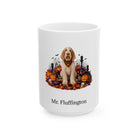 Personalized Spinone Italiano dog Halloween mug, 15oz white ceramic, with custom pet name on front