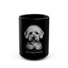 Personalized Dandie Dinmont Terrier black ceramic coffee mug with custom dog name