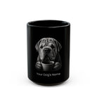 Personalized Chinese Shar Pei black ceramic coffee mug with custom dog name