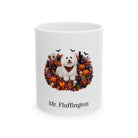 Personalized Coton De Tulear dog Halloween mug, 15oz white ceramic, with custom pet name on front