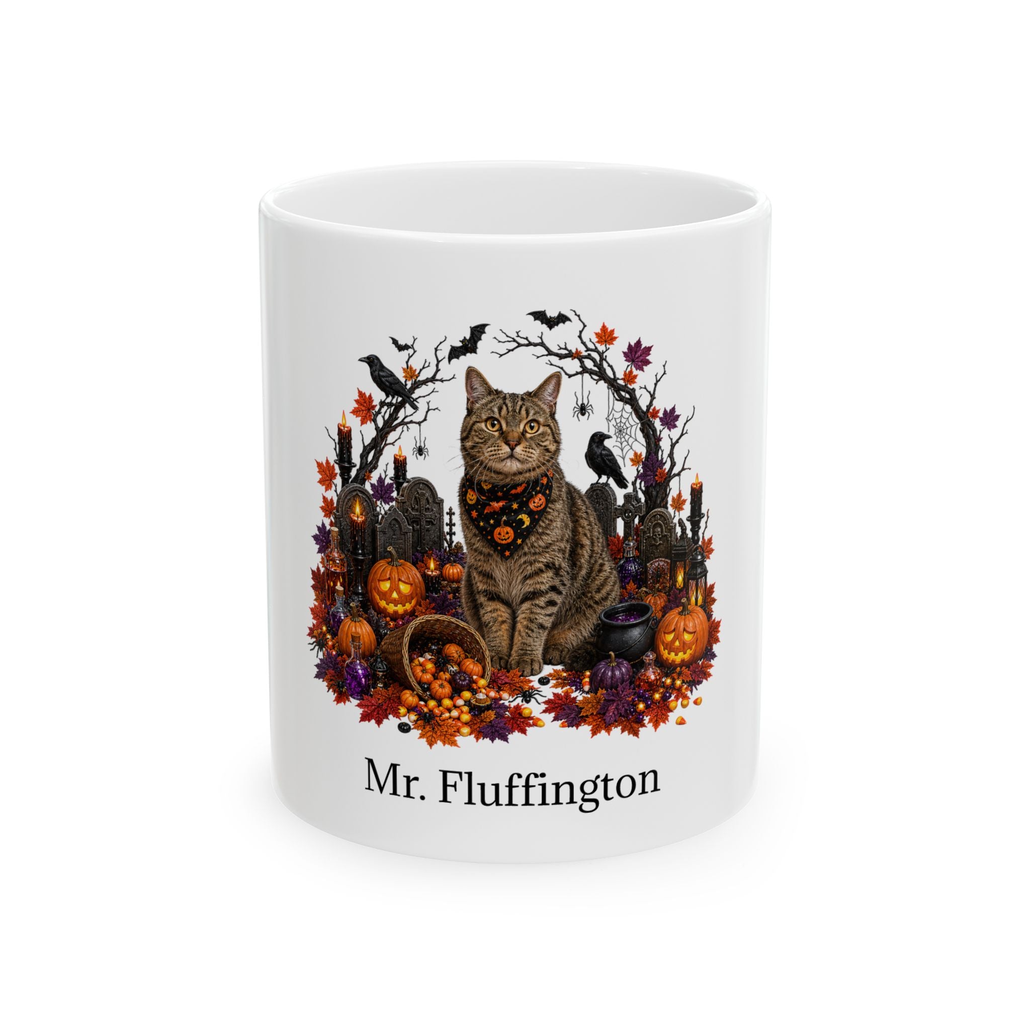 Personalized American Wirehair Cat Halloween Mug – Custom Name