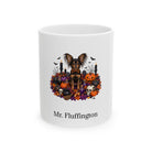 Personalized Russian Toy dog Halloween mug, 11oz white ceramic, with custom pet name on front