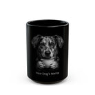 Personalized Catahoula Heeler black ceramic coffee mug with custom dog name