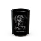 Personalized Transylvanian Hound black ceramic coffee mug with custom dog name