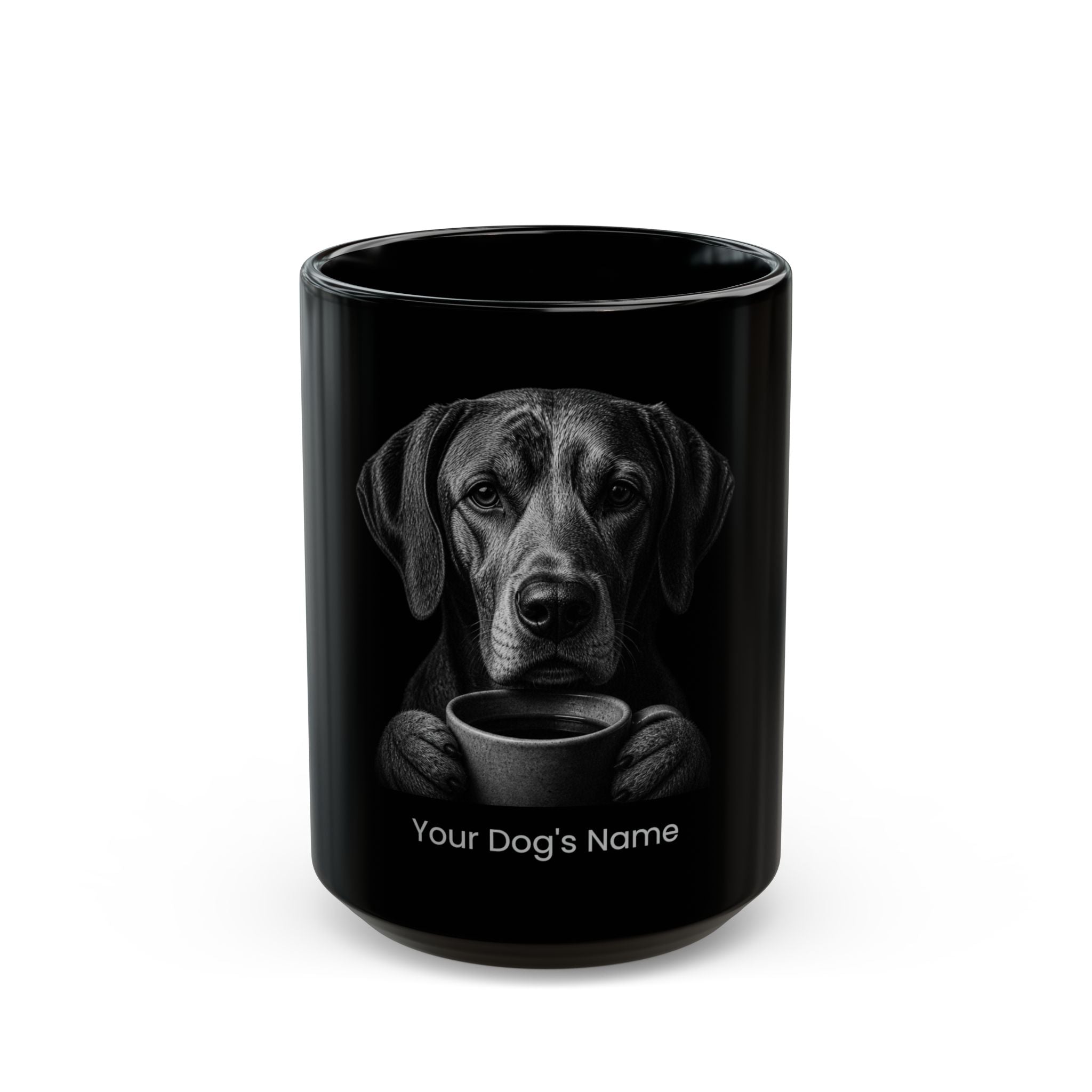 Personalized Transylvanian Hound black ceramic coffee mug with custom dog name