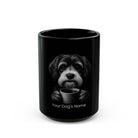 Personalized Lowchen black ceramic coffee mug with custom dog name