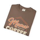 Folded Espresso Mama Needs Coffee T-shirt showing the distressed coffee graphic.
