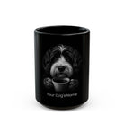 Personalized Schapendoes black ceramic coffee mug with custom dog name