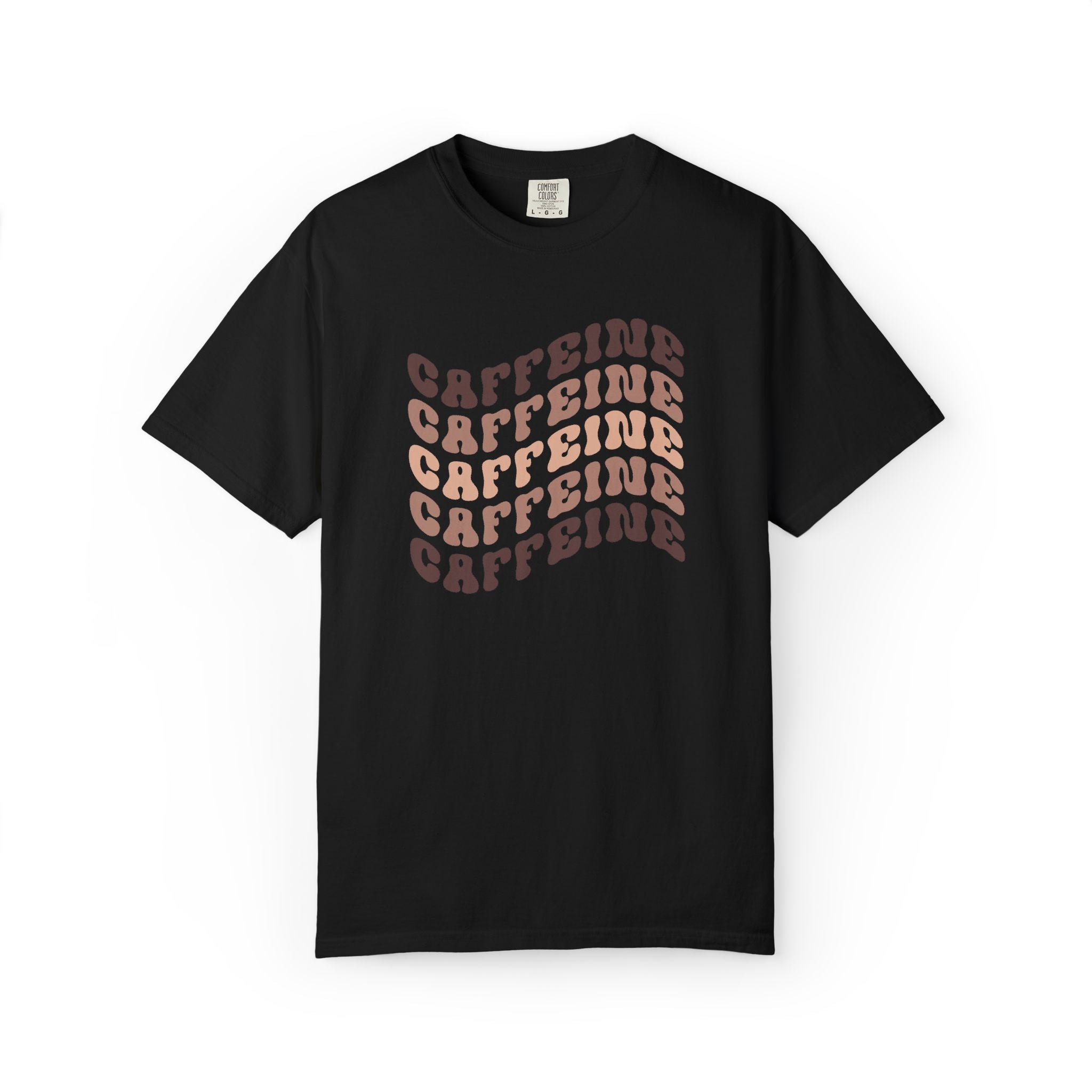 Caffeine Wave T-Shirt | Retro Caffeine Wave T-Shirt | Comfort Colors 1717 | Wavy Text Coffee Lover Gift