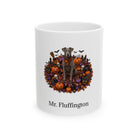 Personalized Blue Lacy dog Halloween mug, 15oz white ceramic, with custom pet name on front