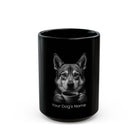 Personalized Czechoslovakian Wolfdog black ceramic coffee mug with custom dog name