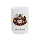 Personalized Shih Tzu dog Halloween mug, 15oz white ceramic, with custom pet name on front