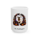 Personalized Birman cat Halloween mug, 15oz white ceramic, with custom pet name on front
