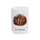 Personalized Border Terrier dog Halloween mug, 11oz white ceramic, with custom pet name on front