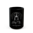 Personalized German Shorthaired Pointer black ceramic coffee mug with custom dog name