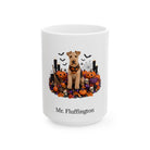 Personalized Lakeland Terrier dog Halloween mug, 15oz white ceramic, with custom pet name on front