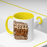 Ceramic Coffee Mug – "Genuine Coffee Slut" Retro Accent (11/15oz)