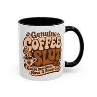 Ceramic Coffee Mug – "Genuine Coffee Slut" Retro Accent (11/15oz)
