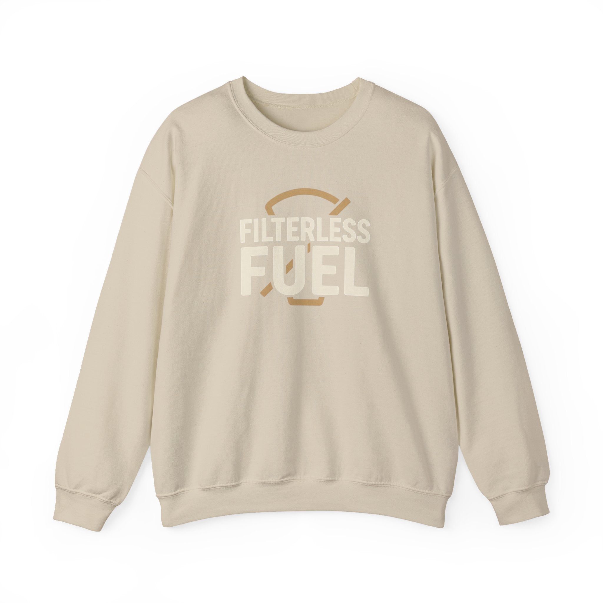 Filterless Fuel Funny Coffee Sweatshirt – Retro Unisex Fleece Crewneck