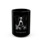 Personalized Collie black ceramic coffee mug with custom dog name