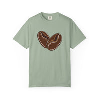 Comfort Colors Coffee Heart Shirt – Minimalist Coffee Bean Tee – Vintage Wash Aesthetic Top – Oversized Barista Gift