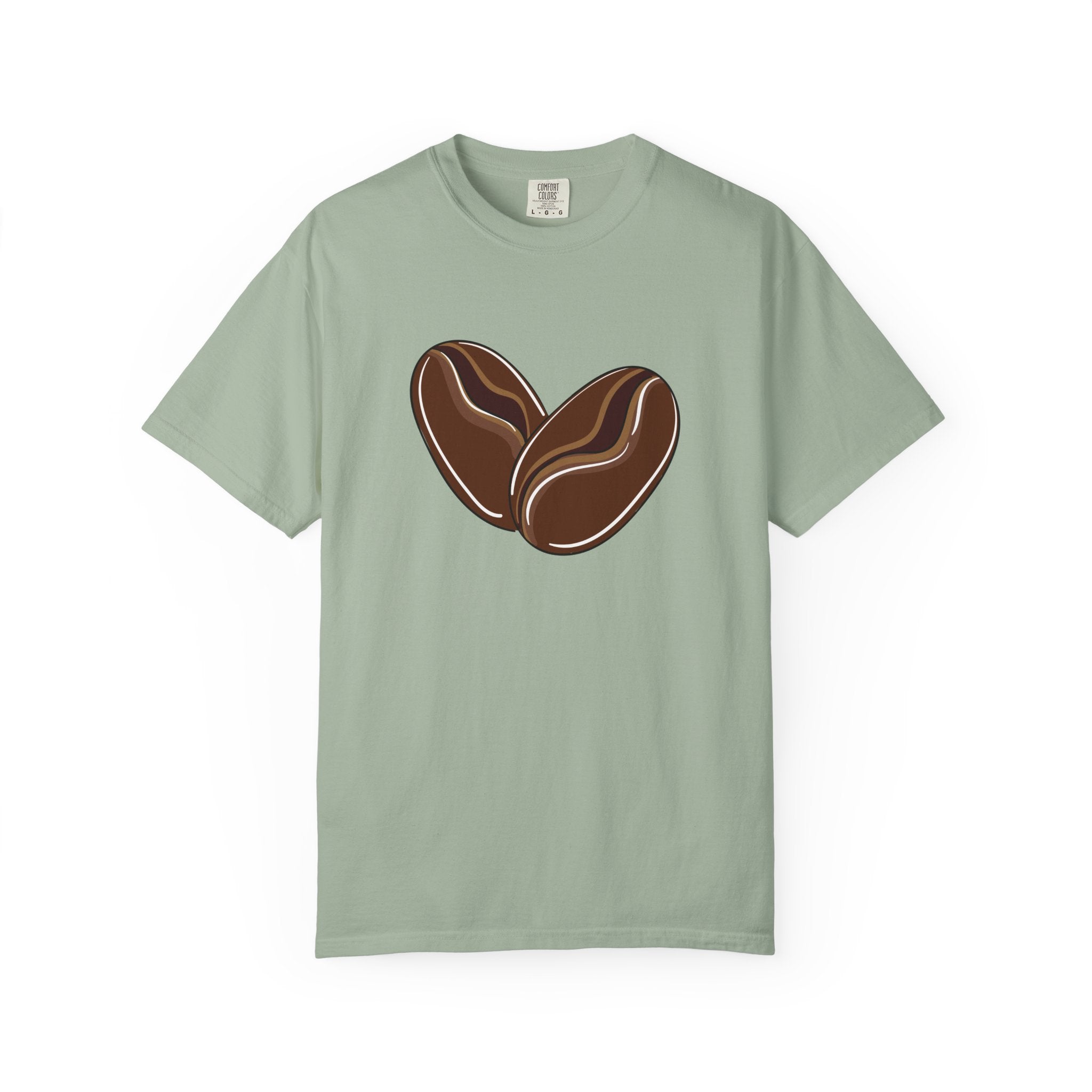 Comfort Colors Coffee Heart Shirt – Minimalist Coffee Bean Tee – Vintage Wash Aesthetic Top – Oversized Barista Gift