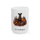 Personalized Manchester Terrier dog Halloween mug, 15oz white ceramic, with custom pet name on front