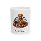 Personalized Nova Scotia Duck Tolling Retriever dog Halloween mug, 15oz white ceramic, with custom pet name on front