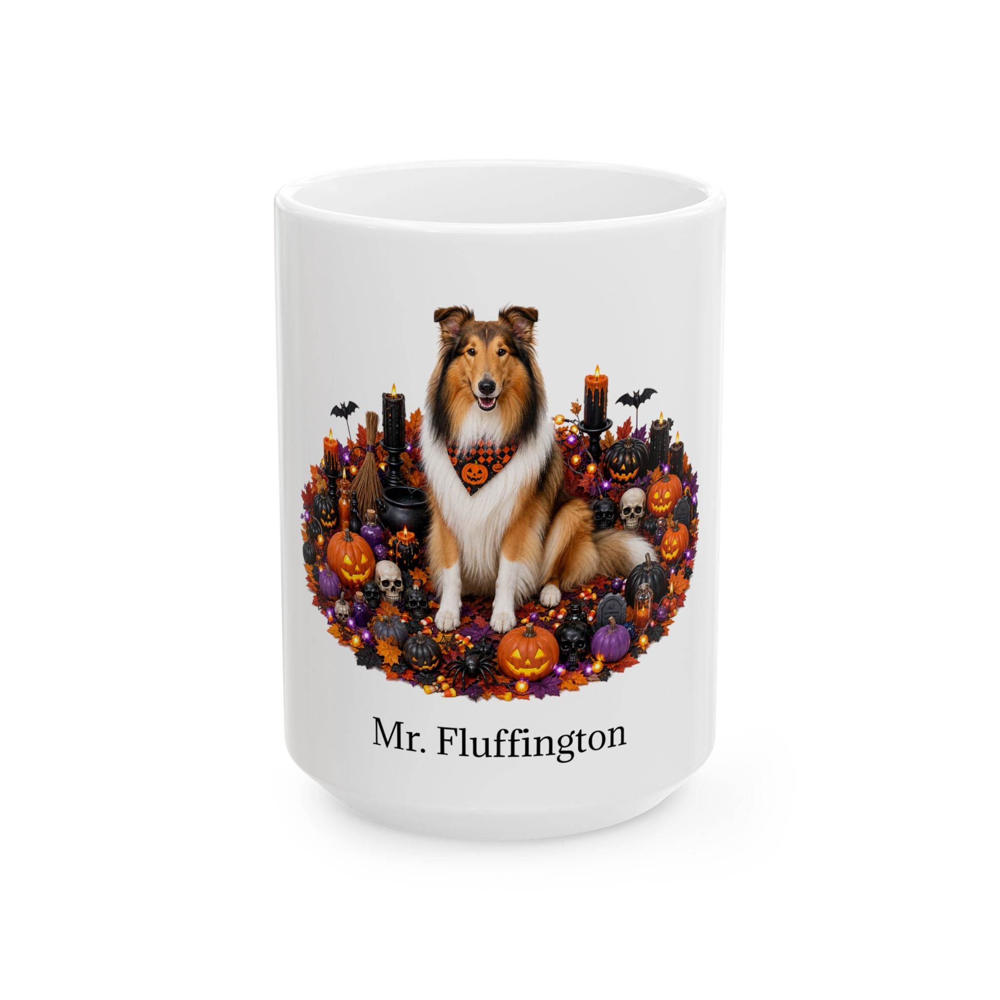 Personalized Collie Halloween mug, alternate product view
