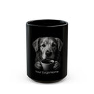 Personalized Nova Scotia Duck Tolling Retriever black ceramic coffee mug with custom dog name
