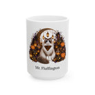 Personalized Ragdoll cat Halloween mug, 15oz white ceramic, with custom pet name on front