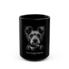 Personalized Chinese Crested black ceramic coffee mug with custom dog name