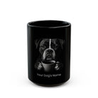 Personalized Formosan black ceramic coffee mug with custom dog name