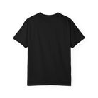 A plain black short-sleeved cotton t-shirt shown from the back.