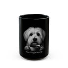 Personalized Coton de Tulear black ceramic coffee mug with custom dog name